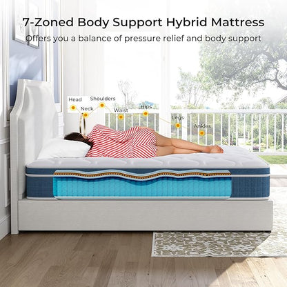 Twin Mattress 10 Inch, Hybrid Twin Size Mattress in a Box, Twin Bed Mattress with Individual Pocket Springs and Pressure-Relieving Memory Foam, Breathable, Medium Firm Mattress 75"x39"x10"