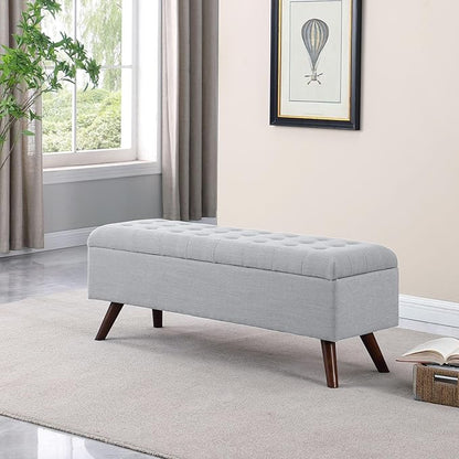 HomePop Modern Tufted Storage Bench|Homepop Home Décor|Bench with Storage for Living Room & Bedroom - Gray Woven