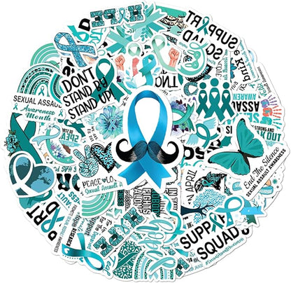 Support Squad Awareness Stickers Pack 50Pcs Vinyl Decals for Laptop Water Bottle Journal Scrapbook Waterproof Durable Set Teens Adults Advocates Mental Health