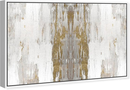 The Oliver Gal Artist Co. Abstract Framed Wall Art Canvas Prints 'Sensation Paint Home Décor, 54" x 36", Gold, White