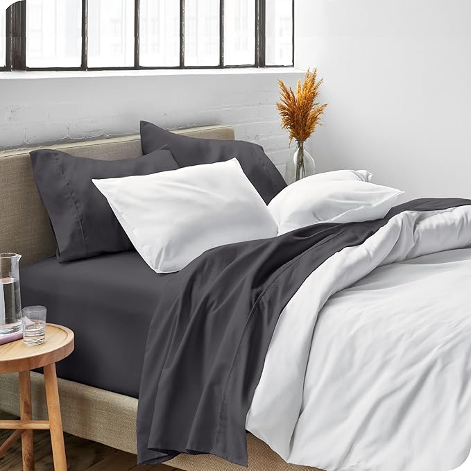 Bare Home Ultra-Soft Full XL Sheet Set - Luxury 1800 - Hydro-Brushed - Deep Pockets - Easy Fit - 4 Piece Set - Bedding Sheets & Pillowcases (Full XL, Forged Iron Grey)