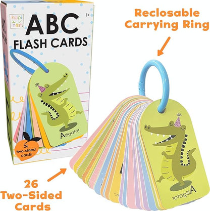Hapinest My First ABC Alphabet Flash Cards for Baby and Toddlers, 26 Double-Sided Flashcards with Ring