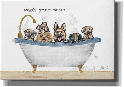 Epic Graffiti 'Wash Your Paws' by Marla Rae, Canvas Wall Art, 26"x18"