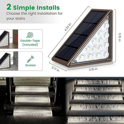 Solar Step Lights for Outside,16 Pack Solar Stair Lights Outdoor Waterproof IP67,Outdoor Deck Step Lights,Solar Outdoor Lights for Staircase,Patio,Front Step(Cool Brown)…