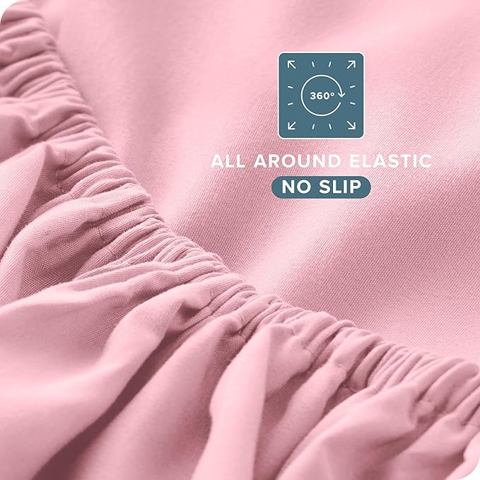 Bare Home Twin Sheet Set - 1800 Ultra-Soft Microfiber Twin Bed Sheets - Double Brushed - Deep Pockets - Easy Fit - Extra Soft - 3 Piece Set - Bedding Sheets & Pillowcases (Twin, Light Pink)