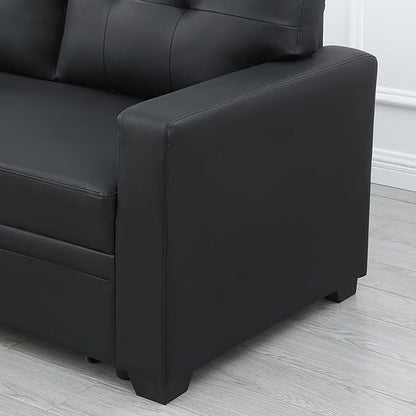 Devion Furniture Maison 4-in-1 Convertible L Shaped Couch with Pull Out Bed and Storage, Sectional Sleeper Sofa with Reversible Chaise for Living Room, Apartment, Bedroom, Office
