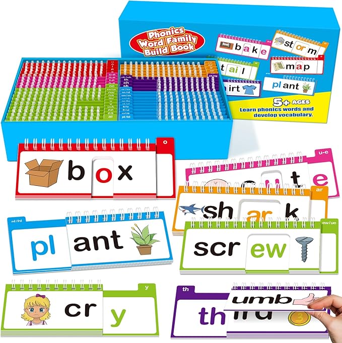 40 Read and Rhyme Flip Books,Phonics Word Family Build Book Learn to Read Phonics Flash Cards,Sight Words Flash Cards Kindergarten Reading Books,Flip Book Word Games for Preschool Learning Activities
