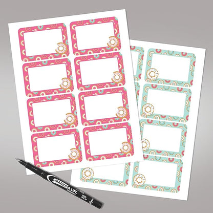 Avery Premium Donut Birthday Party Name Tags, No Lift No Curl, 80 Handwriteable Name Stickers