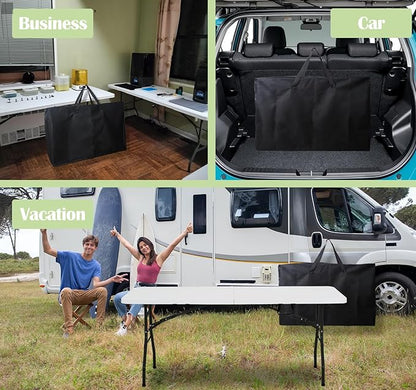 4/6/ 8 Foot Folding Table Storage Bag, Waterproof Heavy Duty Large Carrying Bag for Folding Tables, Picnic/Camp Tables Cover with Durable Zipper & Shoulder Strap, 31" D X 37" W X4.5 H, Black
