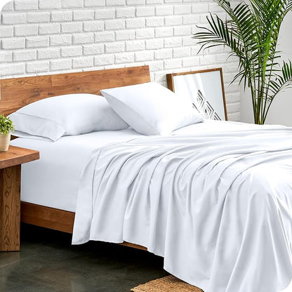 Bare Home Split Queen Sheet Set - 1800 Ultra-Soft Microfiber Bed Sheets - Double Brushed - Deep Pockets - Easy Fit - 5 Piece Set - Bedding Sheets & Pillowcases (Split Queen, White)