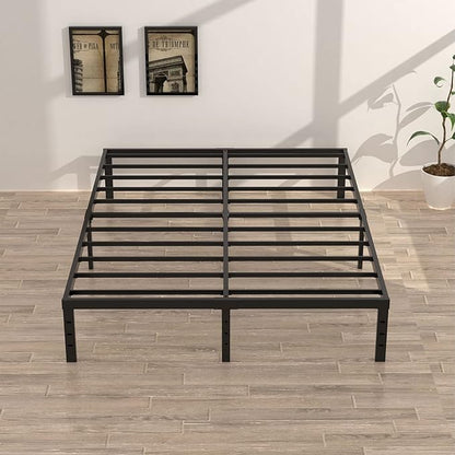 16 Inch Queen Bed Frame No Box Spring Required, Metal Platform Queen Size Bed Frames with 14 Inch Storage, 3,500 lbs Heavy Duty Steel Slats Support, Easy Assembly Mattress Foundation