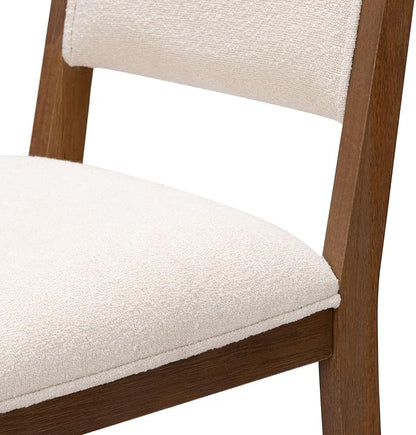 Plank+Beam Sereno Bar Stool, 30", Set of 2, Sturdy Wood Modern Kitchen Bar Height Stool, Upholstered Cushion Bar Chair with Back, Pecan/Ivory