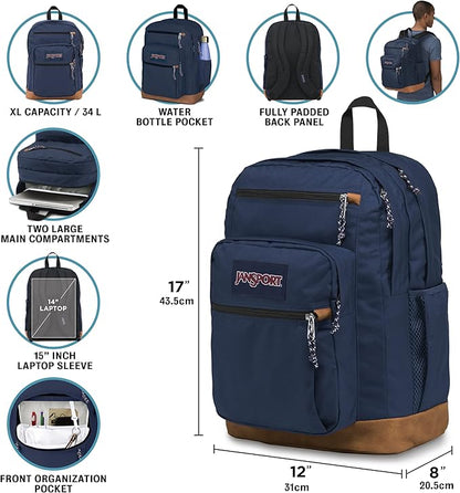 JanSport Cool Backpack, with 15-inch Laptop Sleeve - Large Computer Bag Rucksack with 2 Compartments, Ergonomic Straps, Black