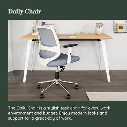 Branch Daily Chair - Computer Office Chair with Swivel, Lumbar Rest, and Adjustable Armrests - Sustainable, Stylish Mesh, & Adjustable Armrests - Comfortable Seating for Improved Posture - Slate