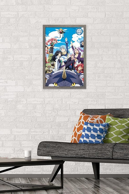 Trends International That Time I Got Reincarnated As A Slime - Group Wall Poster, 14.725" x 22.375", Barnwood Framed Version