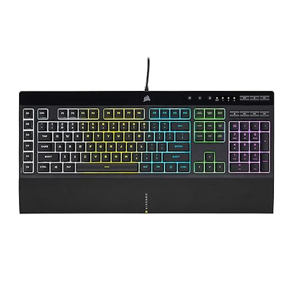 Corsair K55 RGB PRO Membrane Wired Gaming Keyboard – IP42 Dust and Spill-Resistant – 6 Macro Keys with Elgato Integration – iCUE Compatible – QWERTY NA – PC, Mac, Xbox – Black
