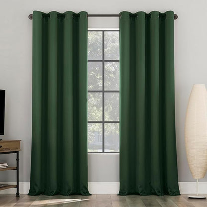 Sun Zero Nordic 2-Pack Theater Grade Noise Reducing Extreme 100% Blackout Grommet Curtain Panel Pair, 52" x 96", Evergreen