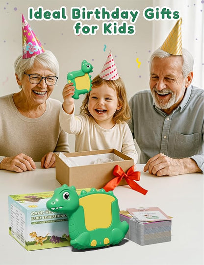 Spanish and English Talking Flash Cards for Toddlers with 510 Sight Words, Dinosaur Shaped Bilingual Buddy Pocket Speech Therapy Autism Toys, Educational Learning Toys Gift for Kid Boys Girls