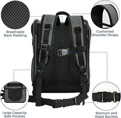 Apollo Walker Pet Carrier Backpack for 4-18lb Cats and Dogs, Puppies, Safety Features and Cushion Back Support | for Travel, Hiking, Outdoor Use (Gray)