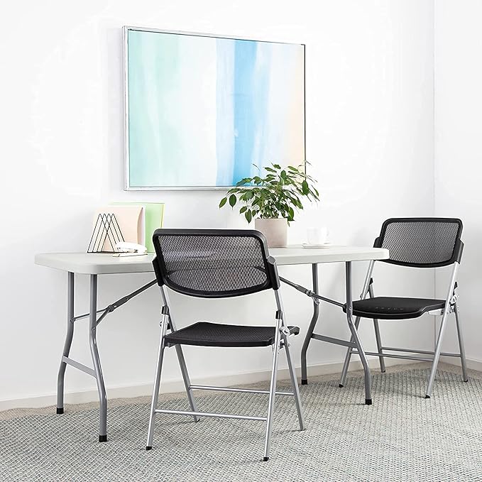 Office Star Resin Multipurpose Rectangle Folding Table for Indoor or Outdoor Use, 5 Feet Light Gray