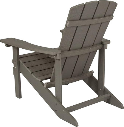 Flash Furniture Charlestown Poly Resin Adirondack Chair - Gray - All Weather - Indoor/Outdoor - Set of 2