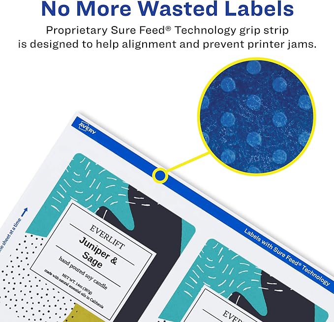 Avery Glossy White Rectangle Labels, Sure Feed Technology, 4.75" x 3.75", 400 Glossy White Labels, Print-to-The-Edge, Permanent Adhesive, Laser/Inkjet Printable