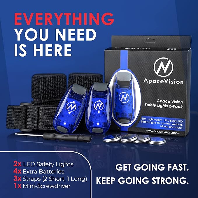 LED Safety Light (2 Pack) - Clip On Strobe/Running Lights for Runners, Dog, Bike, Walking, Boat, Kayak, Stroller and More - High Visibility Accessories for Your Reflective Gear, Bicycle