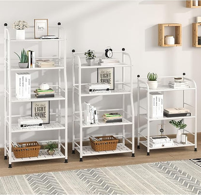 3 Tier Bathroom Storage Open Shelf Unit, Free-Standing Matte Metal Corner Rack Shelving for Kitchen, Living Room, Hallway (Matte White, 3 Tier)