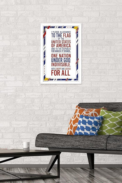 Trends International The United States Of America - Pledge Of Allegiance Wall Poster, 14.725" x 22.375", White Framed Version