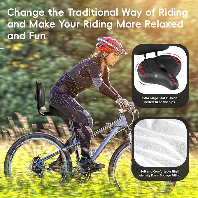 Oversized Bike Seat for Peloton Bike & Bike+, Comfort Seat Cushion Compatible with Peloton, Road or Exercise Bikes, Bicycle Wide Saddle Replacement for Men & Women, Accessories for Peloton