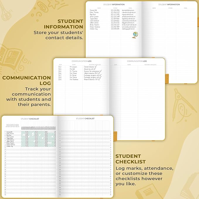 Clever Fox Teacher Planner – School Year Planner with Calendars & Lesson Plans – Book for Classroom & Homeschool Organization, A4 (Amber Yellow)