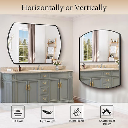 Bathroom Mirror, 36x48 Inch Black Oval Large Wall Mounted Mirror with Thin Metal Frame, Modern Bathroom Vanity Mirrors for Over Sink, Entryway, Living Room, Bedroom