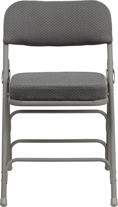 Flash Furniture Hercules Series Metal Folding Chairs with Cushioned Seats, Fabric Upholstered Event Chairs, Set of 2, Gray