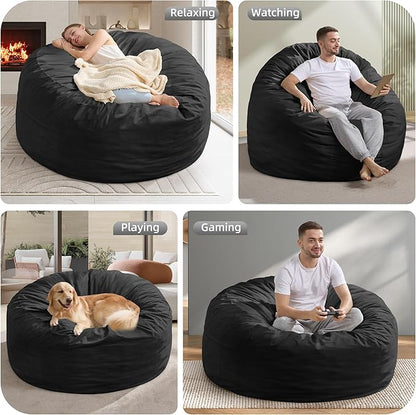 Hobestluk 5FT Bean Bag Chair Giant Bean Bag Chairs for Adults Large Bean Chairs with Removable Cover, Beanbag Chair with Filler, Adult Bean Bag Chairs for Living Room, Bedroom
