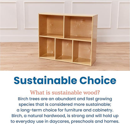 ECR4Kids Streamline 5-Compartment Storage Cabinet, 30in, Classroom Furniture, Natural