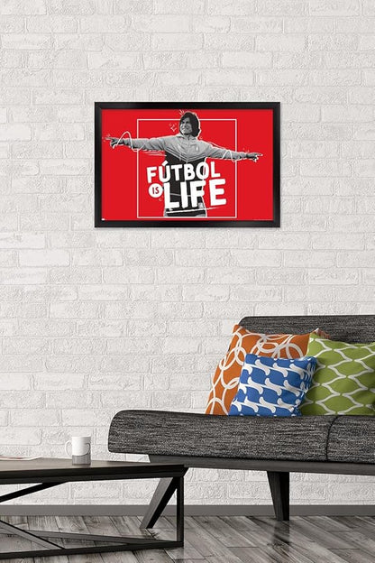 Ted Lasso - Futbol is Life Wall Poster, 22.4L" x 14.7W", Black Framed Version
