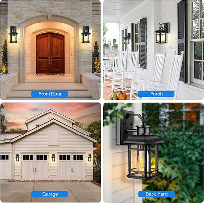 VIANIS 2 Packs Motion Sensor Outdoor Lights, Dusk to Dawn Outside Lights for House, Black Outdoor Light Fixture Sconce for House, Doorway, Entryway, Waterproof, Anti-Rust