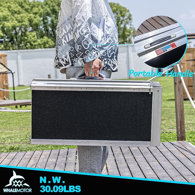 Portable Wheelchair Ramp 5FT, Anti-Slip Aluminum Folding Portable Ramp, Wheelchair Ramps for Home, Weight Capacity Up to 800 LBS, with Transition Plates Above and Below, Loading Dock Plates