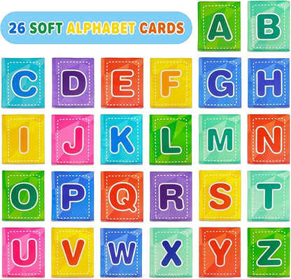 Dr.Rapeti Soft Alphabet Cards, 26pcs ABC Alphabet, 26 Letters Flash Cards with Storage Bag Washable Non-Toxic, Early Learning Toy, Baby Bath Toy for Baby Infant Toddler Kids