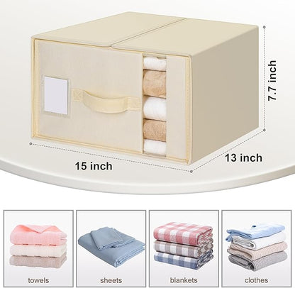 8 Pack Large Bed Sheet Organizers and Storage, (King & Queen Size) Sheet Organizer for Linen Closet, Foldable Bedding Storage Box with Window for Bedsheets, Blanket, Duvet Cover and Pillowcase