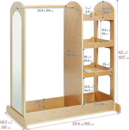 ECR4Kids Dress Up Center with Mirrors, Costume Organizer, Natural