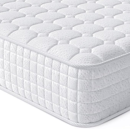 Vesgantti 8 Inch Multilayer Hybrid Twin Mattress - Multiple Sizes & Styles Available, Ergonomic Design with Memory Foam and Pocket Spring, Medium Firm Feel, White