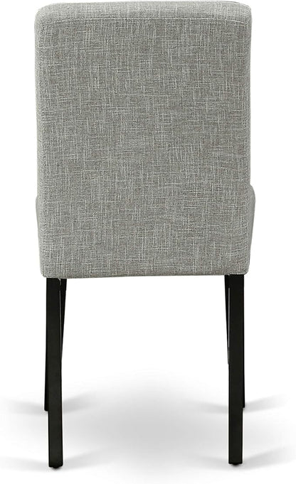 East West Furniture DUAB5-BLK-06 5 Piece Kitchen Table Set for 4 Includes a Rectangle Dining Table and 4 Shitake Linen Fabric Parson Dining Room Chairs, 36x60 Inch, Black