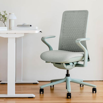 Branch Verve Chair - High Performance Executive Office Chair with Contoured Seat Back and Adjustable Lumbar Rest - High Density Foam Cushion with Aluminum Base - Up to 275 lbs - Mint