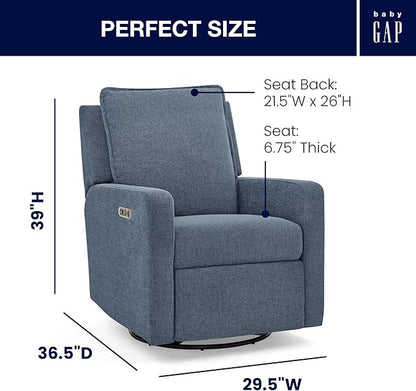 Delta Children babyGap Harlowe Power Recliner with USB-A and Type-C Ports Greenguard Gold Certified – Stain-Resistant Performance Fabric is Oeko-TEX Standard 100 Certified, Slate