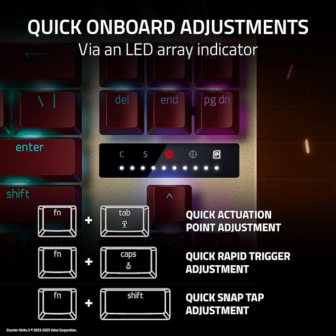 Razer Huntsman V3 Pro TKL Esports Gaming Keyboard: Analog Optical Switches Snap Tap - Rapid Trigger - Adjustable Actuation - Media Keys & Dial - PBT Keycaps - Counter-Strike 2 Edition