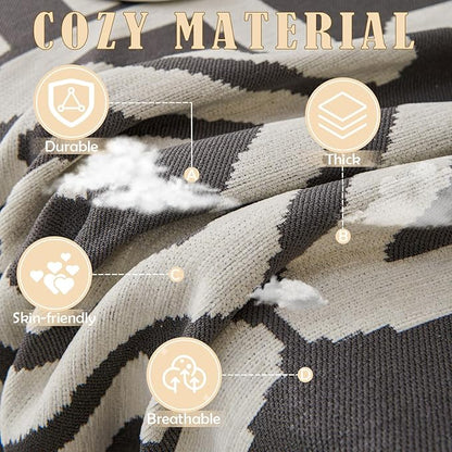 HANDONTIME Reversible Sofa Cover Boho Geometric Couch Cover for Dogs Dark Grey Couches Covers Washable Chenille Couch Covers for 3 Cushion Couch Pet Friendly Furniture Protector for Pets, 91" X134"