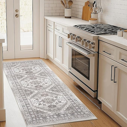 2'6" x 14'Non Slip Runner Rugs - Runners for hallways, Kitchen,Entryway,Stain Resistant Washable Rugs for Bedroom, Indoor Vintage Area Rugs (Brown/Beige,2'6" x 14')