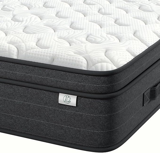 12 Inch Twin Size Mattress in a Box - Memory Foam & Pocket Spring Bed Mattress for Back Pain Relief, Cool Breathable Fiberglass-Free Cover, Medium Firm, CertiPUR-US Certified