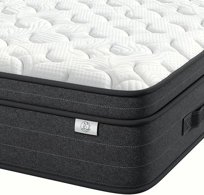 12 Inch Full Size Mattress in a Box for Back Pain, Medium Firm Feel Fiberglass Free Hybrid Mattress with Individual Pocket Springs and Pressure-Relieving Memory Foam, 120-Night Trial